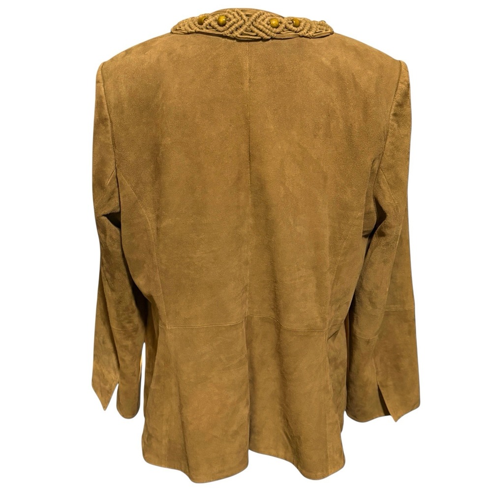 Elegant Tan Women's Jacket By Dana Buchman- Suede Leather with leather cuffs. - Picture 5 of 10